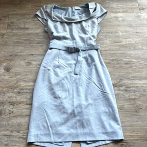Calvin Klein Dress Small Blue Cowl Neck With Belt Midi